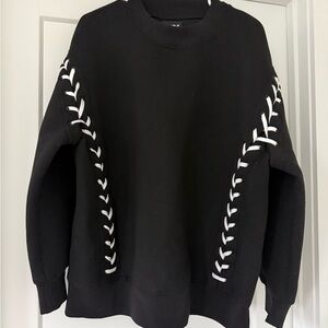 Black Sweater with White Accents
